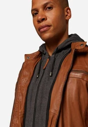 RICANO Lederjacke Hood abtrennbare Kapuze 12815