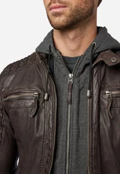 RICANO Lederjacke Hood abtrennbare Kapuze 12815