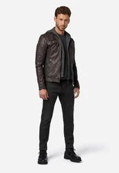RICANO Lederjacke Hood abtrennbare Kapuze 12815