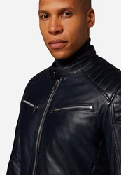 RICANO Lederjacke Cooper Dunkelblau/Schwarz