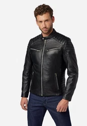 RICANO Lederjacke Cooper Schwarz/Grau/Rot