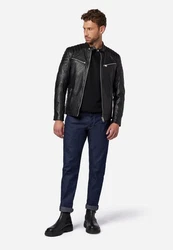 RICANO Lederjacke Cooper Schwarz/Grau/Rot