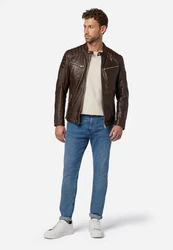 RICANO Lederjacke Cooper Dunkelbraun/Dunkelrot/Braun/Bordeaux