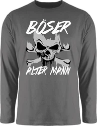 Shirtracer Rundhalsshirt Böser alter Mann Piraten & Totenkopf Beige/Braun/Dunkelgrau/Grau/Hellgrau/Silber/Dunkelgrün