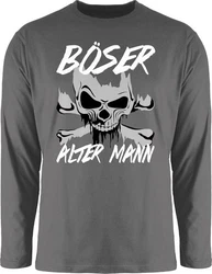 Shirtracer Rundhalsshirt Böser alter Mann Piraten & Totenkopf Beige/Braun/Dunkelgrau/Grau/Hellgrau/Silber/Dunkelgrün