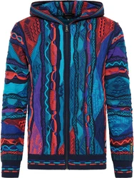 CARLO COLUCCI Kapuzenstrickjacke Conzem Mischfarben/Blau/Rot/Grau
