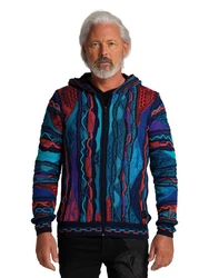 CARLO COLUCCI Kapuzenstrickjacke Conzem Mischfarben/Blau/Rot/Grau