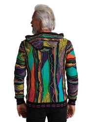 CARLO COLUCCI Kapuzenstrickjacke Conzem Mischfarben/Lila/Orange/Grau/Rot