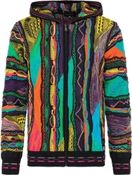 CARLO COLUCCI Kapuzenstrickjacke Conzem Mischfarben/Lila/Orange/Grau/Rot