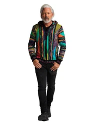 CARLO COLUCCI Kapuzenstrickjacke Conzem Mischfarben/Lila/Orange/Grau/Rot
