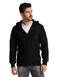Carlo Colucci Kapuzenstrickjacke Copello Schwarz/Hellblau/Dunkelblau