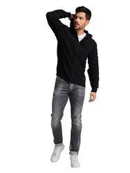 Carlo Colucci Kapuzenstrickjacke Copello Schwarz/Hellblau/Dunkelblau