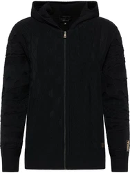 Carlo Colucci Kapuzenstrickjacke Copello Schwarz/Hellblau/Dunkelblau