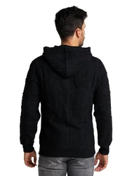 Carlo Colucci Kapuzenstrickjacke Copello Schwarz/Hellblau/Dunkelblau