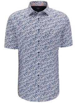 FYNCH-HATTON Kurzarmhemd Hellblau/Blau/Dunkelblau