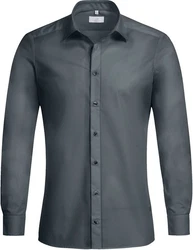 GREIFF Langarmhemd Corporate Hemd BASIC Slim Fit Dunkelgrau/Dunkelblau/Grau