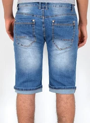 ESRA Jeansshorts Herren kurze Jeanshose mit Stretch Hellblau/Blau
