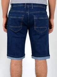 ESRA Jeansshorts Herren kurze Jeanshose mit Stretch Dunkelblau/Blau