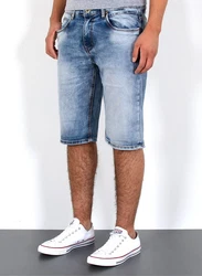 ESRA Jeansshorts Herren kurze Jeanshose mit Stretch Hellblau/Blau