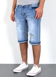 ESRA Jeansshorts Herren kurze Jeanshose mit Stretch Hellblau/Blau