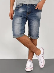 ESRA Jeansshorts Herren kurze Jeanshose mit Stretch Blau/Hellblau/Dunkelblau