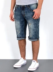 ESRA Jeansshorts Herren kurze Jeanshose mit Stretch Dunkelblau/Blau/Hellblau