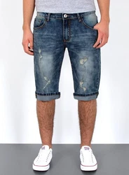 ESRA Jeansshorts Herren kurze Jeanshose mit Stretch Dunkelblau/Blau/Hellblau