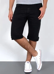 ESRA Jeansshorts Herren kurze Jeanshose mit Stretch Schwarz/Dunkelblau