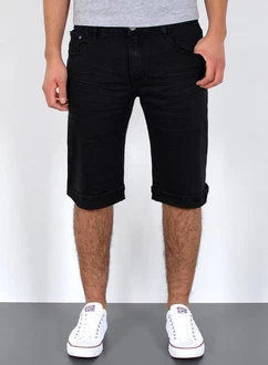 ESRA Jeansshorts Herren kurze Jeanshose mit Stretch Schwarz/Dunkelblau