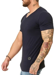OneRedox Herren T-Shirt V-Neck Hoodie Longsleeve Kurzarm Shirt Sweatshirt Modell 1309 1309C