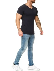 OneRedox Herren T-Shirt V-Neck Hoodie Longsleeve Kurzarm Shirt Sweatshirt Modell 1309 1309C