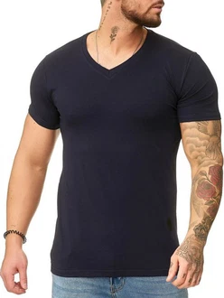 OneRedox Herren T-Shirt V-Neck Hoodie Longsleeve Kurzarm Shirt Sweatshirt Modell 1309 1309C