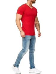OneRedox Herren T-Shirt V-Neck Hoodie Longsleeve Kurzarm Shirt Sweatshirt Modell 1309 1309C