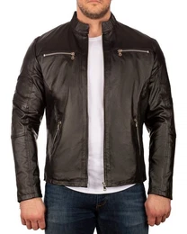 Lederjacke Herren bergangsjacke 20RS25PU Kunstleder Schwarz S im Casual Look