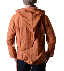 Kunst und Magie Langarmhemd Fischerhemd Rot/Orange/Braun