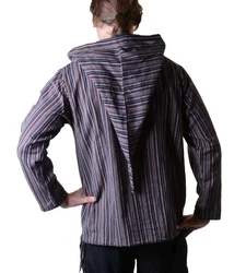 Kunst und Magie Langarmhemd Fischerhemd Dunkelblau/Beige