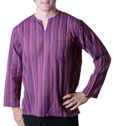 Langarmhemd Fischerhemd Kurtha Gestreift berzieher Hemd Poncho Mittelalter Nepal