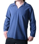 KUNST UND MAGIE Langarmhemd Alternatives Hippie Herren-Hemd Blau/Dunkelblau/Hellblau