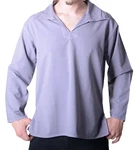 KUNST UND MAGIE Langarmhemd Alternatives Hippie Herren-Hemd Dunkelblau/Lila/Grau/Fliederfarben