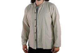 KUNST UND MAGIE Langarmhemd Herren Fischerhemd Freizeithemd Khaki/Hellgrün/Hellblau/Weiß/Grau/Dunkelgrün