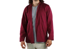 KUNST UND MAGIE Langarmhemd Herren Fischerhemd Freizeithemd Dunkelrot/Bordeaux/Rot