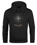 Neverless Hoodie Herren Kompass Windrose Navigator Segeln Schwarz/Gold