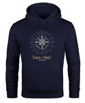 Neverless Hoodie Herren Kompass Windrose Navigator Segeln Dunkelblau