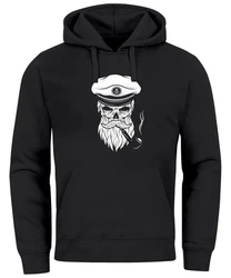 Neverless Hoodie Herren Sweatshirt Totenkopf Kapitän Schwarz/Lila/Weiß/Dunkelblau/Dunkelgrau