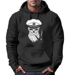 Hoodie Hoodie Herren Sweatshirt Totenkopf Kapitn Captain Skull Bard Seemann