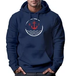 Neverless Hoodie Herren Anker Vintage Kapuzen-Pullover Dunkelblau/Blau