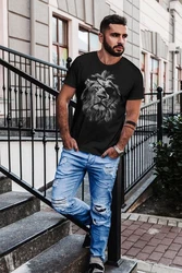 Neverless Print-Shirt Cooles Herren T-Shirt Löwe Print Aufdruck Motiv Slim Fit Braun