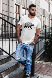Neverless Print-Shirt Herren T-Shirt Abenteuer Berge Wald Bear Mountains Adventure Braun