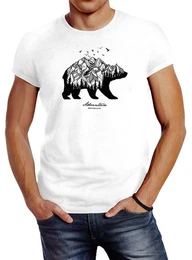 Print-Shirt Herren T-Shirt Br Abenteuer Berge Wald Bear Mountains Adventure Slim mit Print