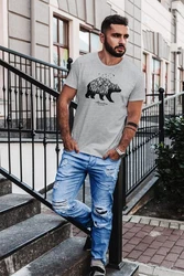 Neverless Print-Shirt Herren T-Shirt Abenteuer Berge Wald Bear Mountains Adventure Braun